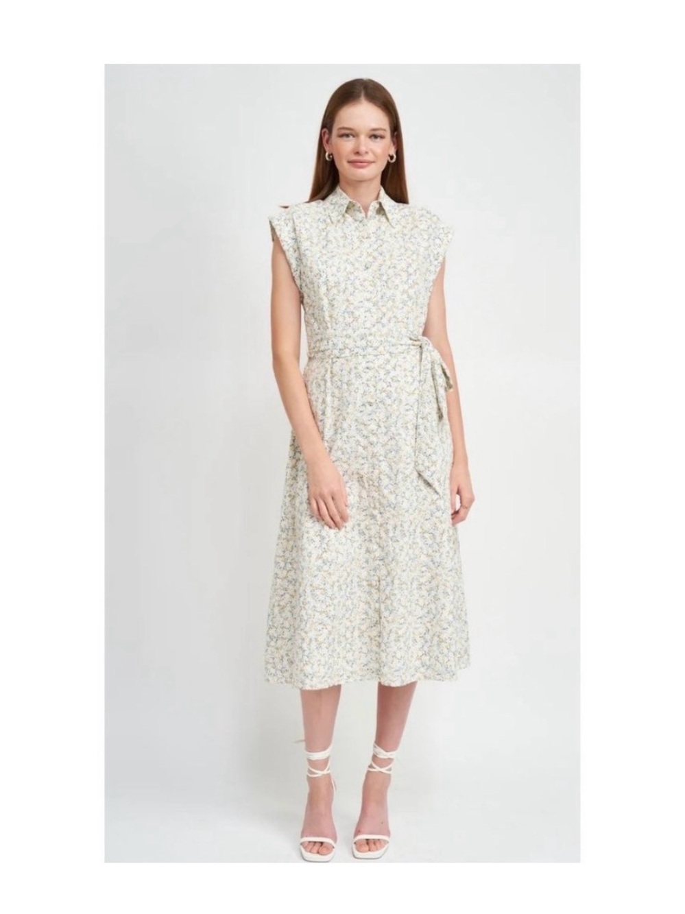 En Saison Carolina Floral Eyelet Button Down Midi Dress